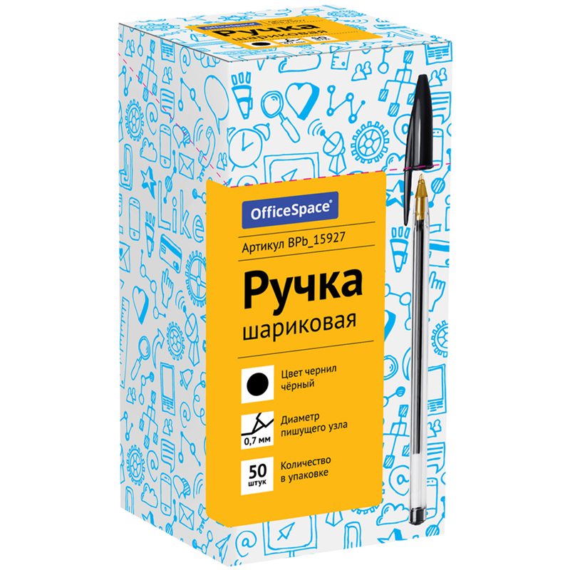 Ручка шариковая OfficeSpace черная, 0,7мм — изображение 4